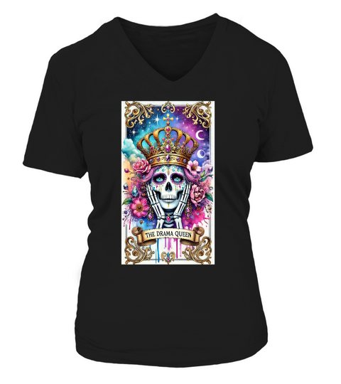 The Drama Queen Tarot Card 9 V-neck T-Shirt Woman