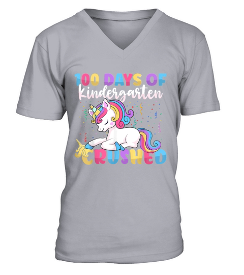 100 Days of Kindergarten Crushed Boys Cute Unicorn V-Neck T-shirt