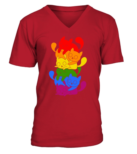 LGBT Color Cat Lesbian Gay LGBTQ Pride Transgender V-Neck T-shirt
