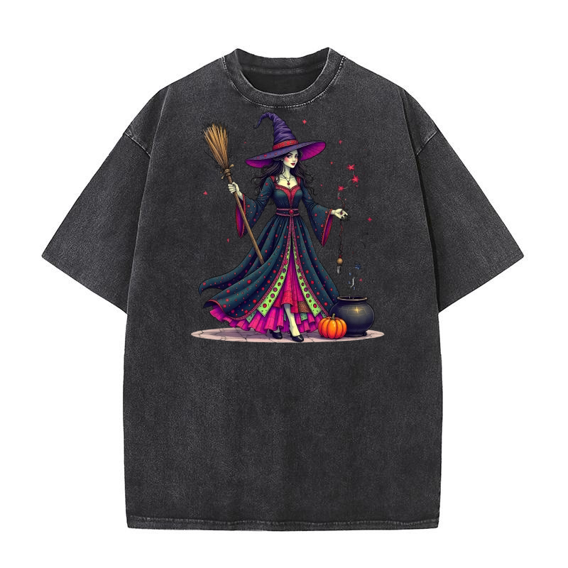 Beautiful Witch Halloween Washed T-Shirt