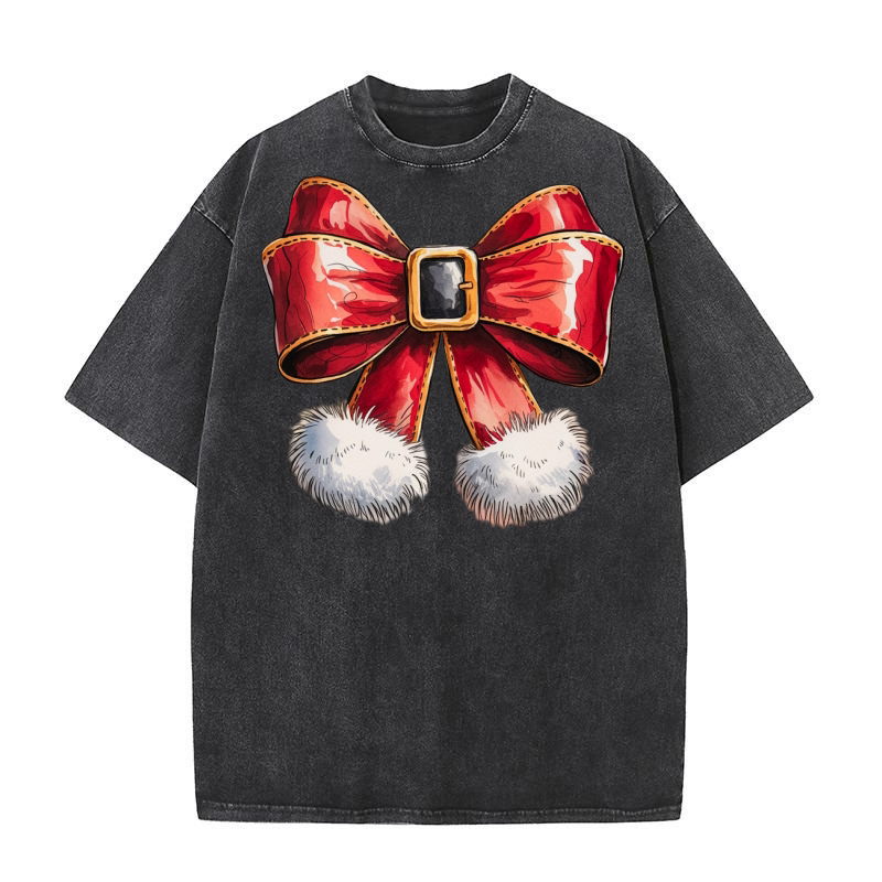 Christmas Coquette bow Red 5 Washed T-Shirt