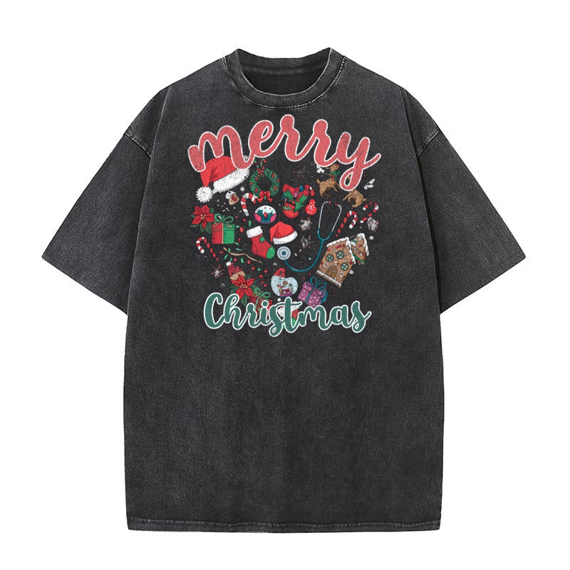 Christmas Nurse Sublimation Bundle 11 Washed T-Shirt