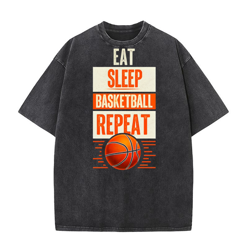 Eat sleep basketball repeat Washed T-Shirt