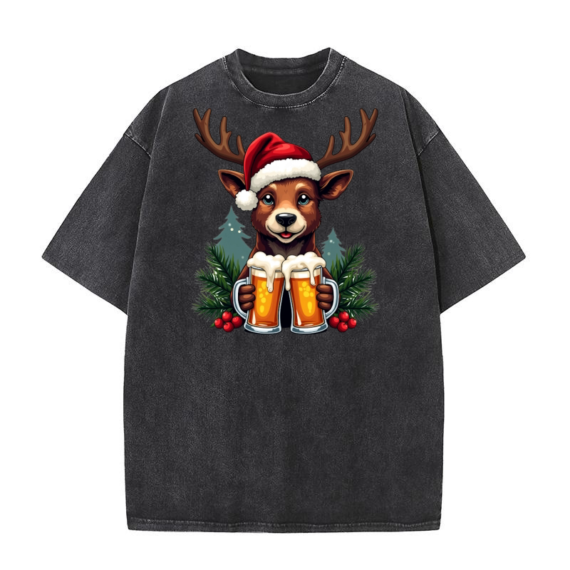 Funny Animal Beer Christmas Sublimation 6 07 Washed T-Shirt