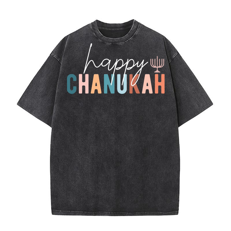 Happy Chanukah Washed T-Shirt