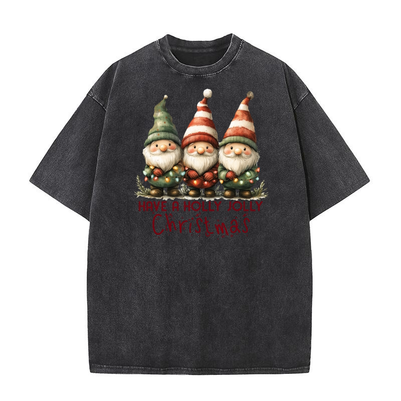 Have a holly jolly Christmas Gnomes Washed T-Shirt