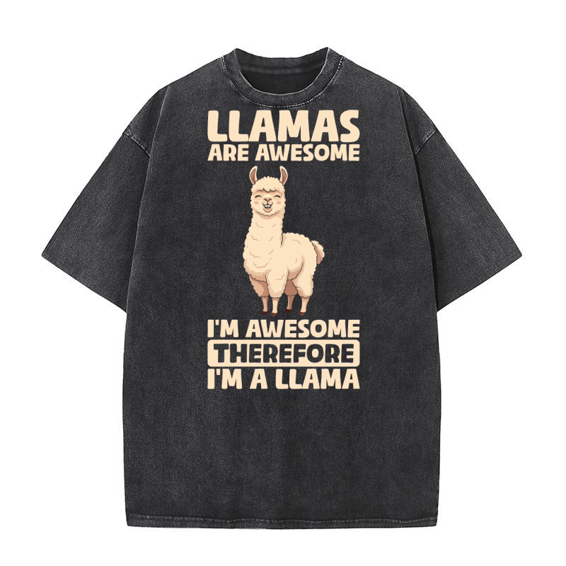 LLamas are awesome im awesome therefore im a llama Washed T-Shirt