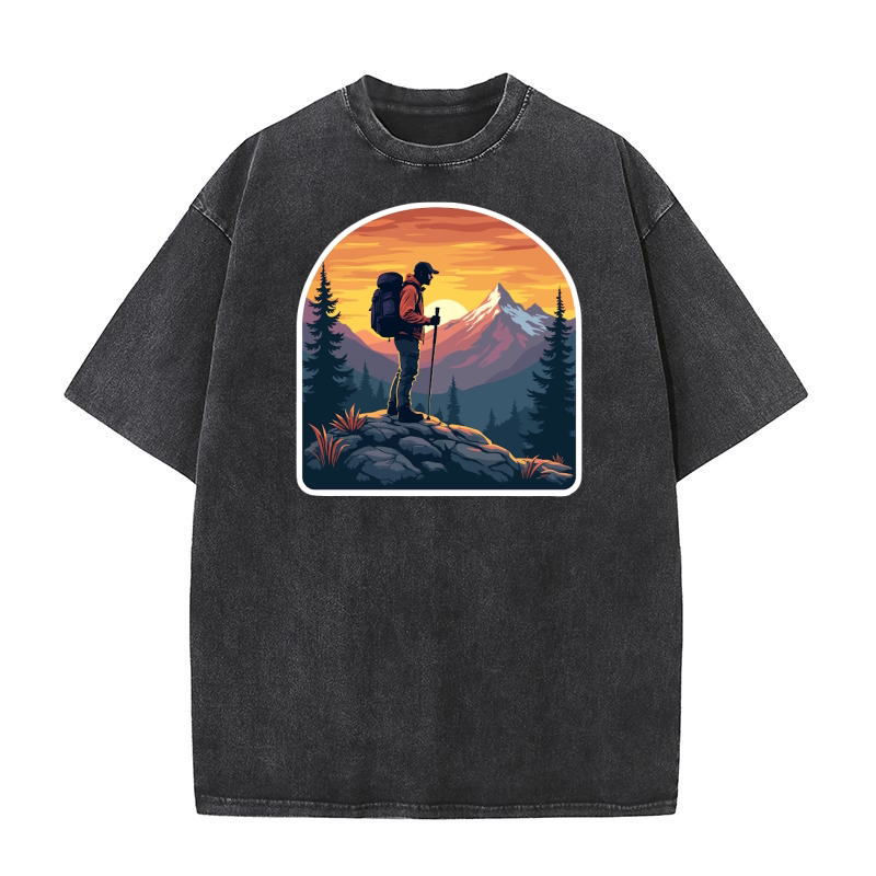 Mountain explorer hiking adventure Illus 03 Washed T-Shirt