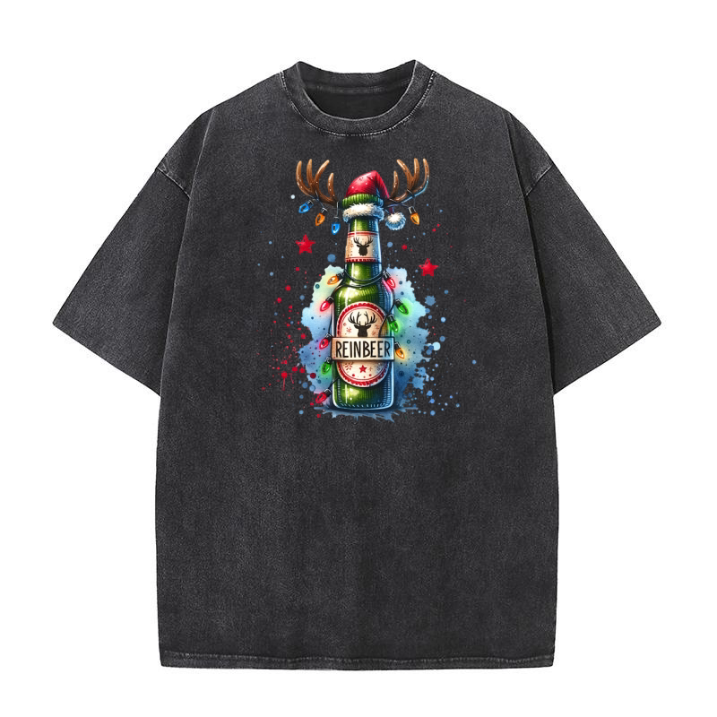 Reinbeer Christmas Clipart Reindeer Beer 02 Washed T-Shirt