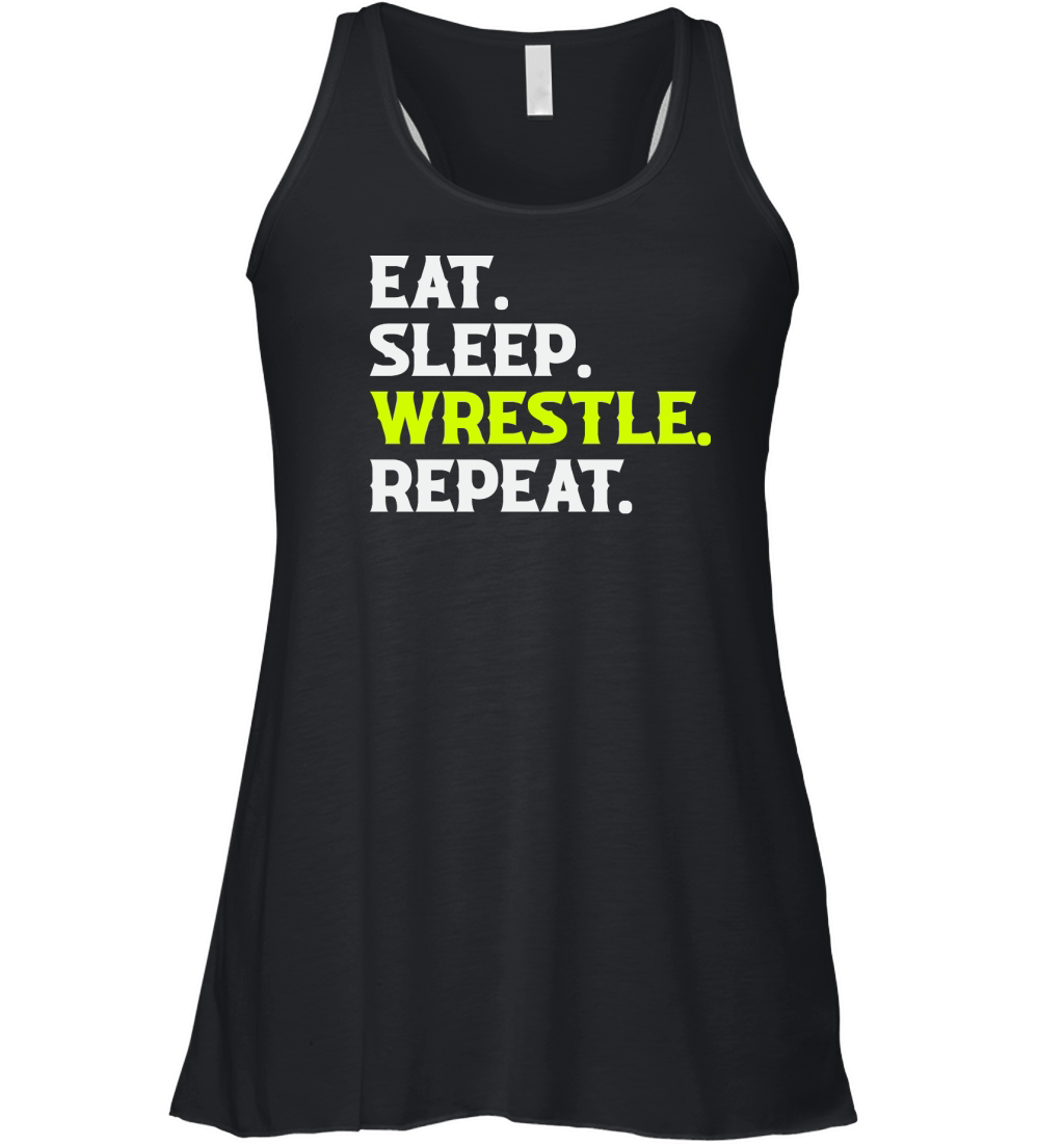 Eat Sleep Wrestle Repeat Shirt Wrestling Women's Flowy Tank Top
