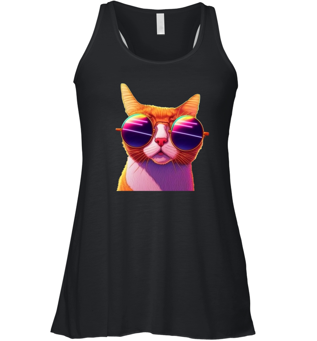 Sunglass Wearing Cool Cat Women's Flowy Tank Top