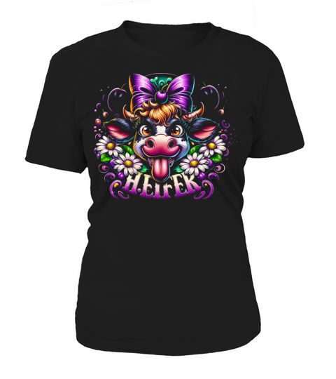 Playful Heifer Cow with Purple Bow Women's T-Shirt