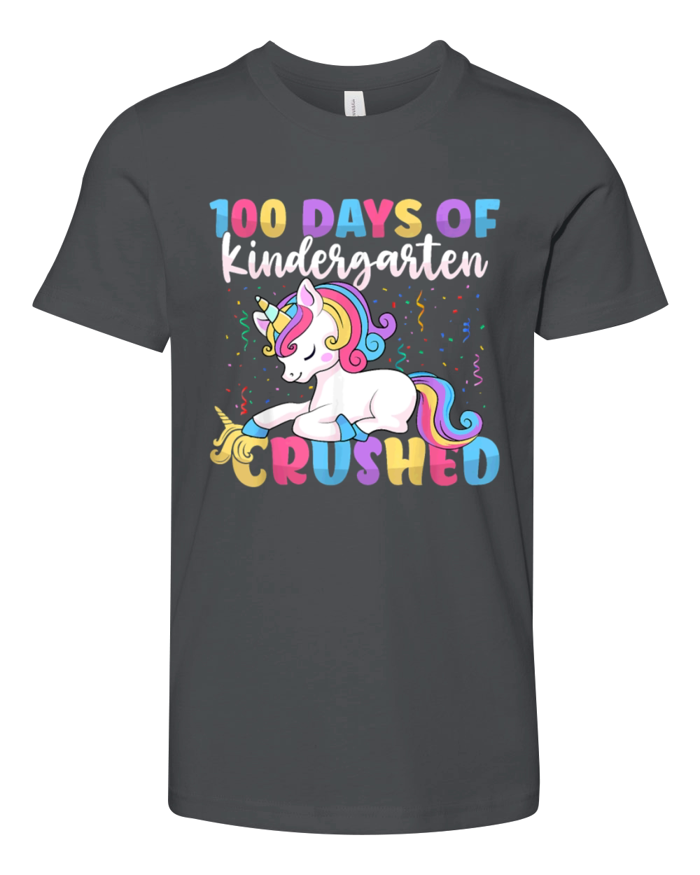 100 Days of Kindergarten Crushed Boys Cute Unicorn Youth Unisex Jersey Tee