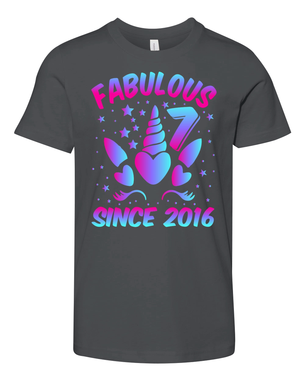 Fabulous 7 Since 2016 Unicorn Birthday T Shirt Design (1) Youth Unisex Jersey Tee