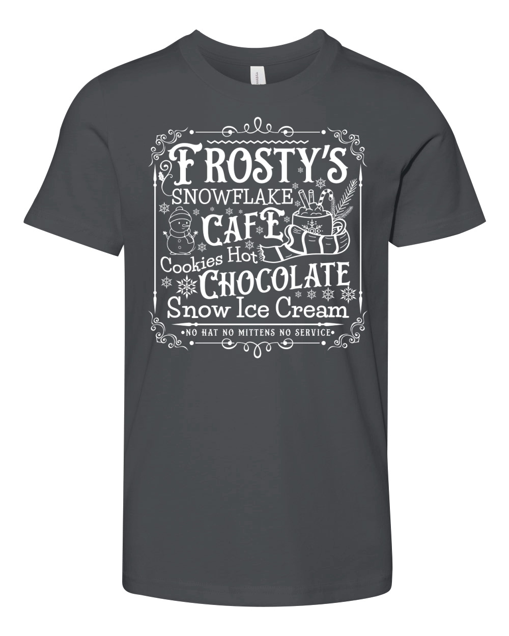 frostys Snowflake Cafe cookies Vintage Christmas  white300 Youth Unisex Jersey Tee