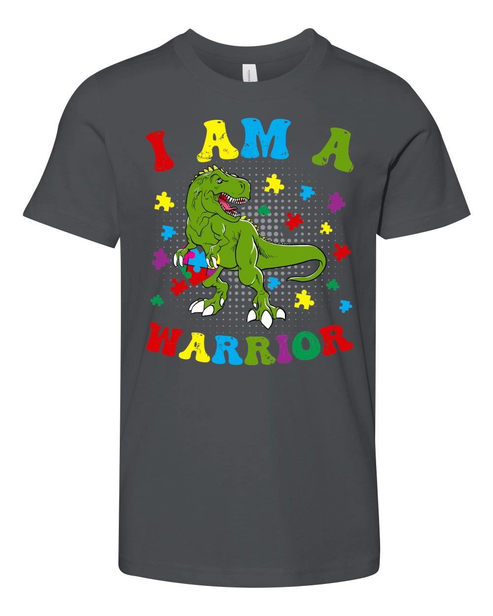 I Am a Warrior T Rex Dinosaur Autism A warrior Youth Unisex Jersey Tee