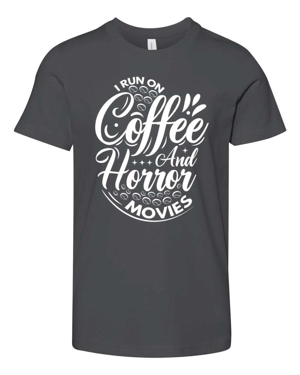I run on coffef and horror movies 03 Youth Unisex Jersey Tee