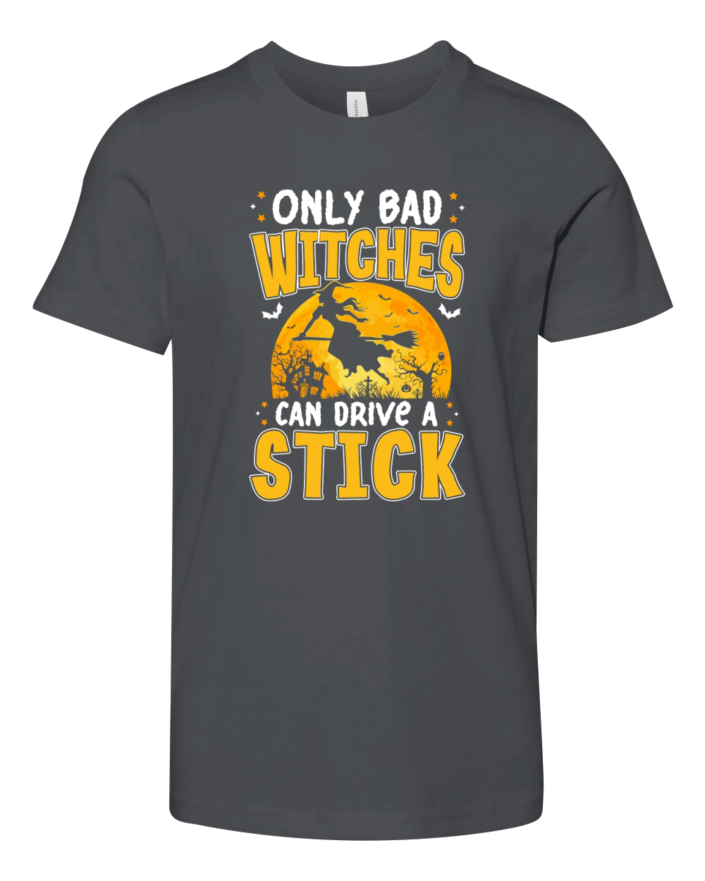 only bad witches can drive a stick Youth Unisex Jersey Tee