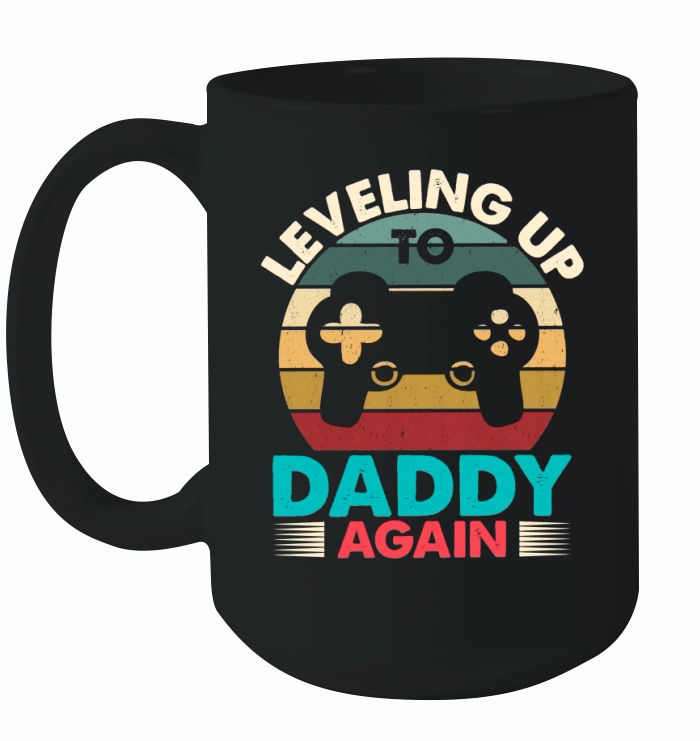 Leveling Up To Daddy Again Retro Vintage Dad Again Ceramic Mug
