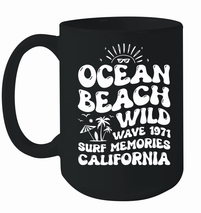 Ocean Beach Wild Wave 1971 Surf Memories California (2) Ceramic Mug