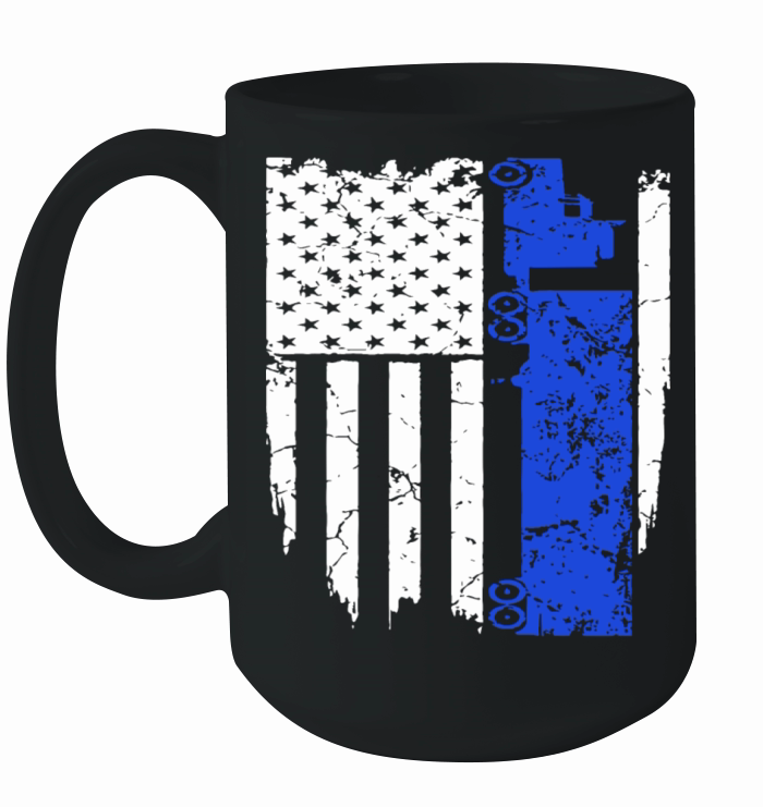 Truck Driver Trucker Flag Hanes Tagless racing T S Ceramic Mug