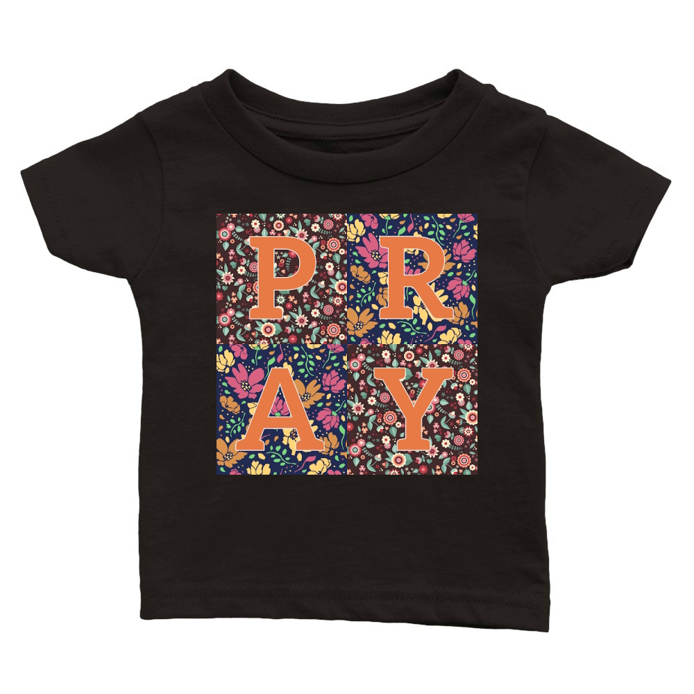 Floral Patchwork Pray Classic Baby Crewneck T-shirt