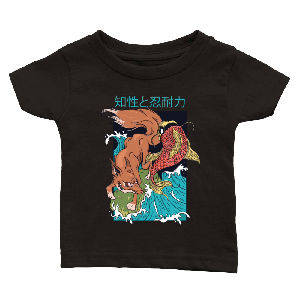 Vintage Japanese Fox and Fish Classic Baby Crewneck T-shirt