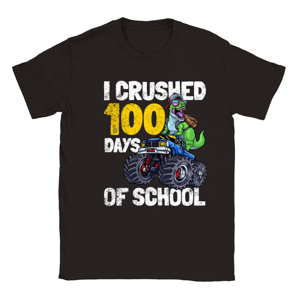 100 Days of School Dinosaur Excavator Classic Kids Crewneck T-shirt