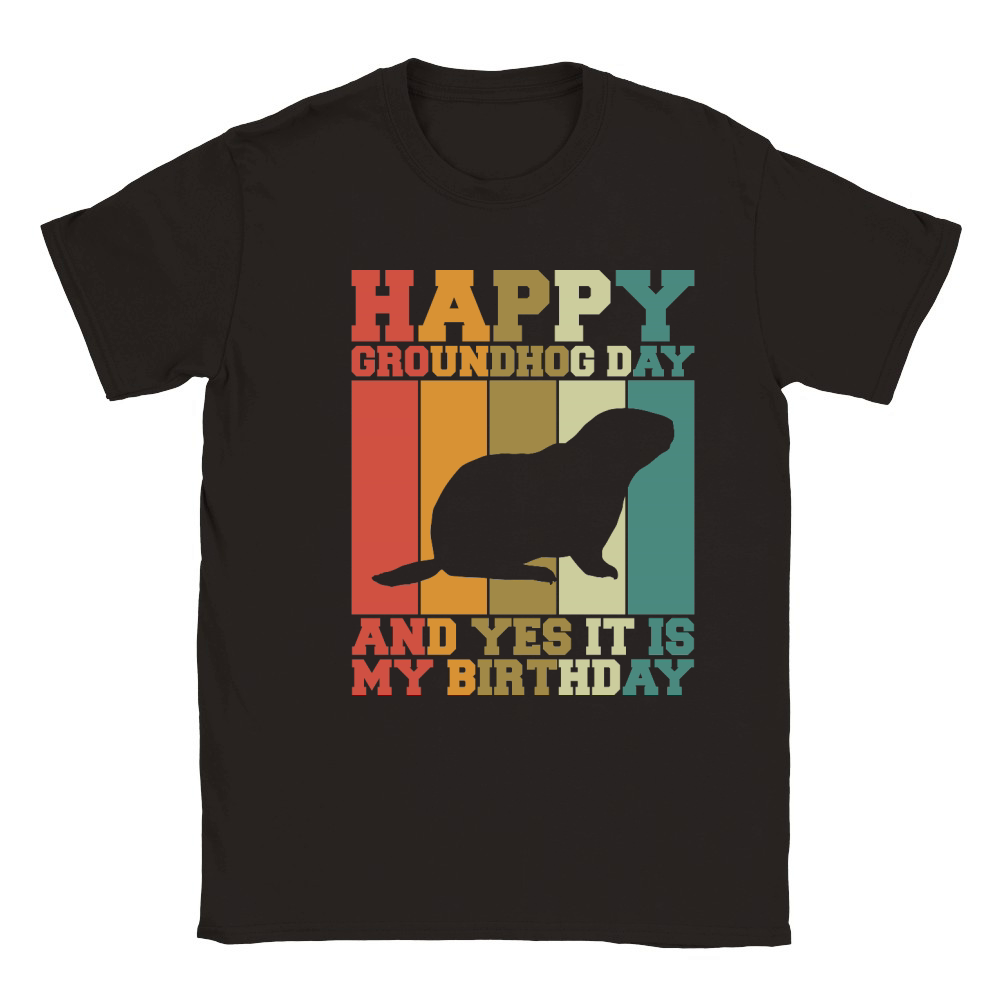 Happy Groundhog Day Birthday on 2nd February Retro Vintage T Shirt Classic Kids Crewneck T-shirt
