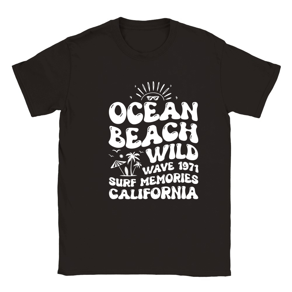 Ocean Beach Wild Wave 1971 Surf Memories California (2) Classic Kids Crewneck T-shirt