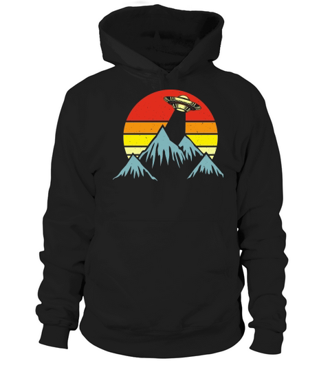 Vintage UFO Alien mountain Hoodie Unisex