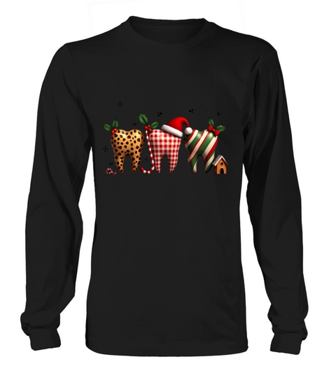Christmas Teeth with Santa Hat and Candy Long sleeved Unisex