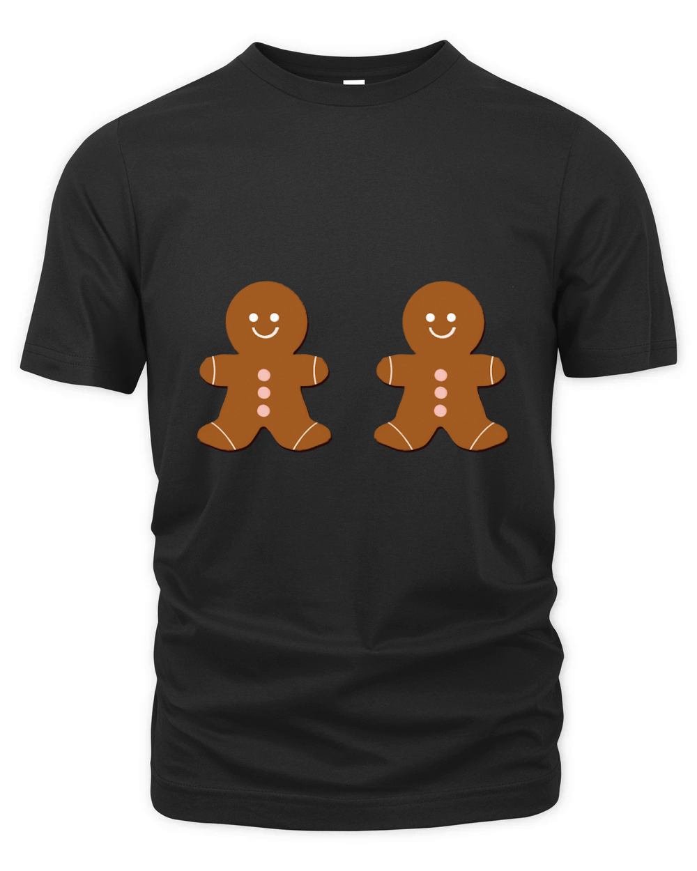 Big Smile Pink Buttons Brown Body Gingerbread (4) Double Organic Unisex T-shirt