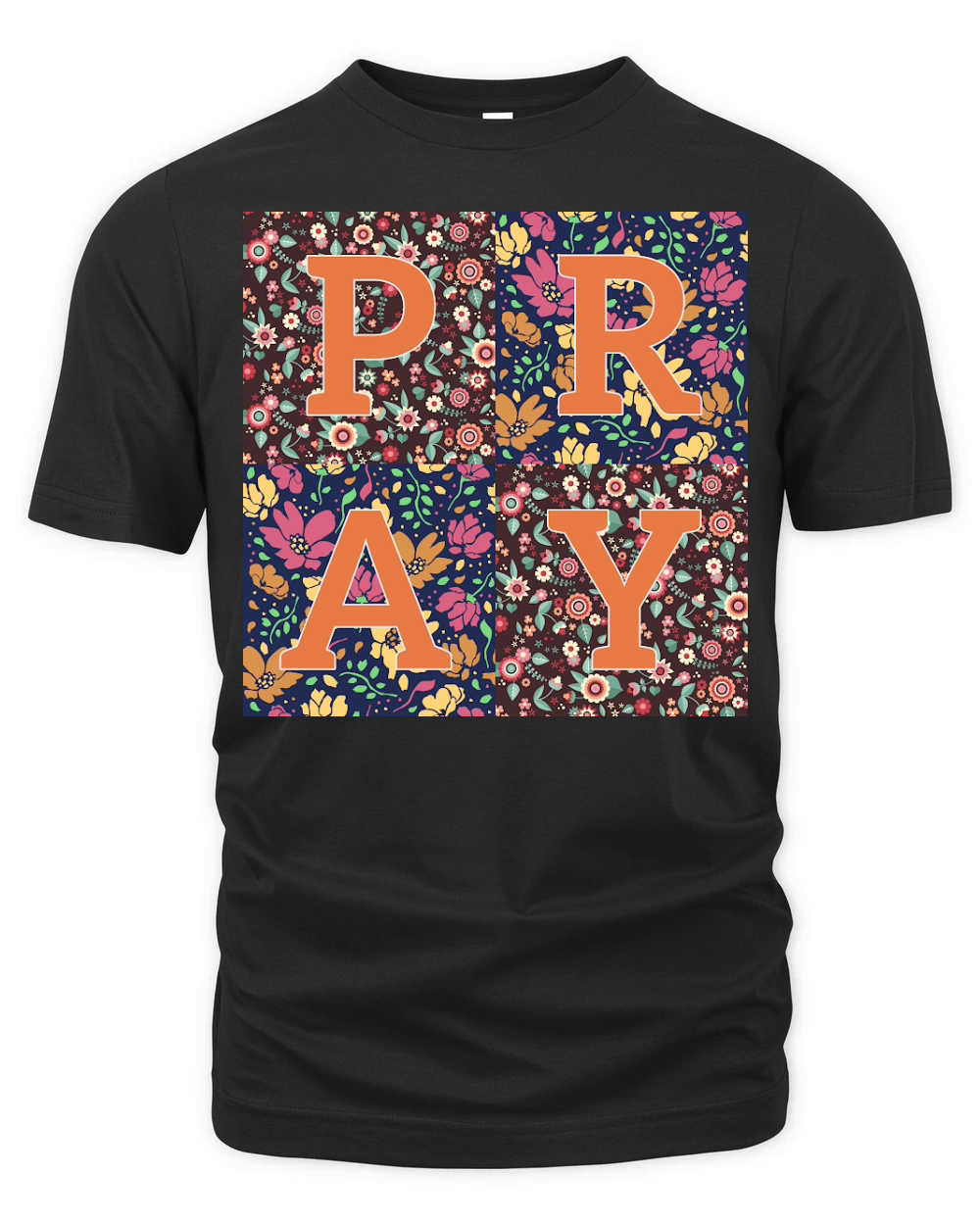 Floral Patchwork Pray Organic Unisex T-shirt