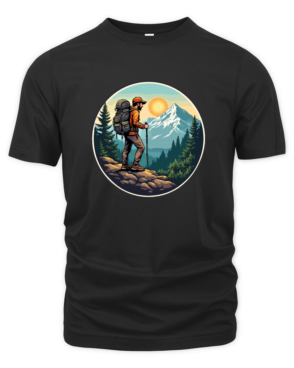 Mountain explorer hiking adventure Illus 18 Organic Unisex T-shirt