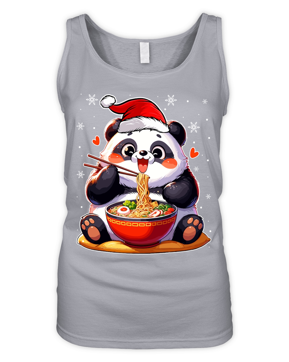 adorable panda eating ramen wearing santa hat 4 Organic Women's Tank Top