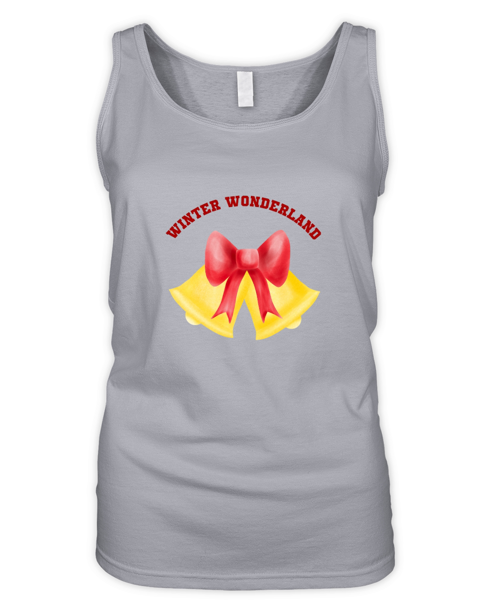 Winter Wonderland Golden bell with red cute bow Organic Women's Tank Top