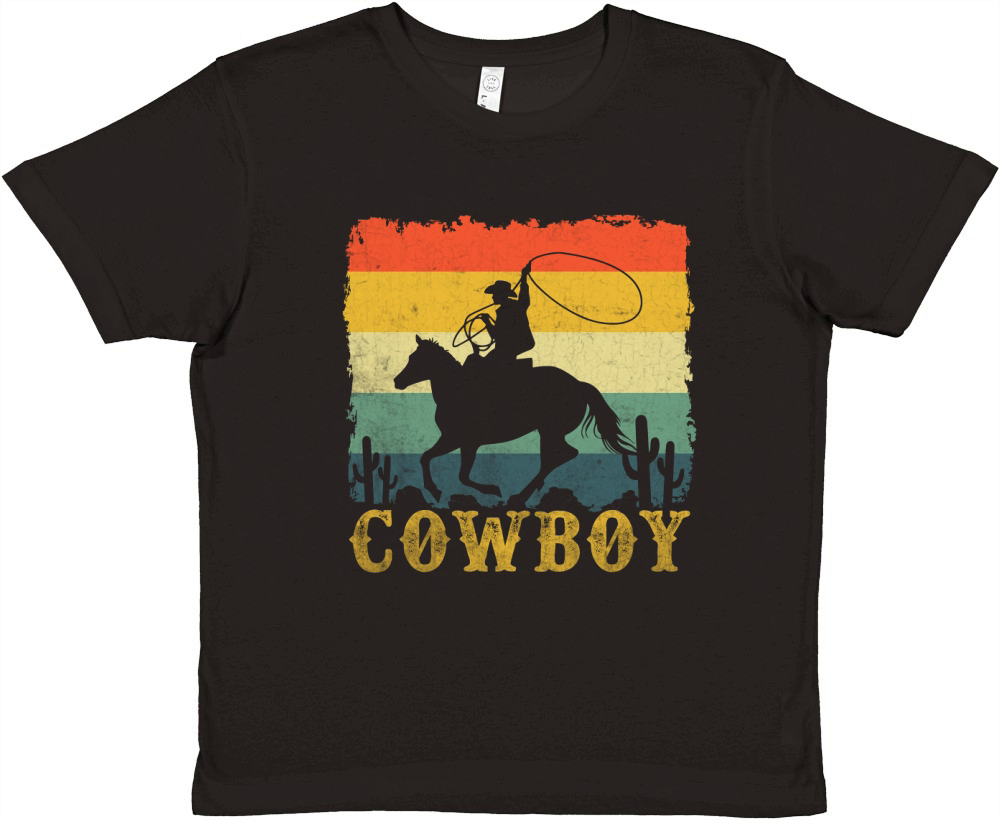 cowboy horse lover retro vintage design Premium Kids Crewneck T-shirt
