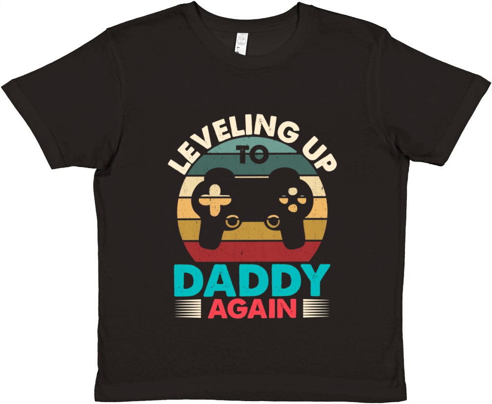 Leveling Up To Daddy Again Retro Vintage Dad Again Premium Kids Crewneck T-shirt