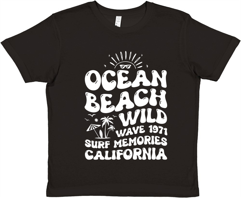 Ocean Beach Wild Wave 1971 Surf Memories California (2) Premium Kids Crewneck T-shirt