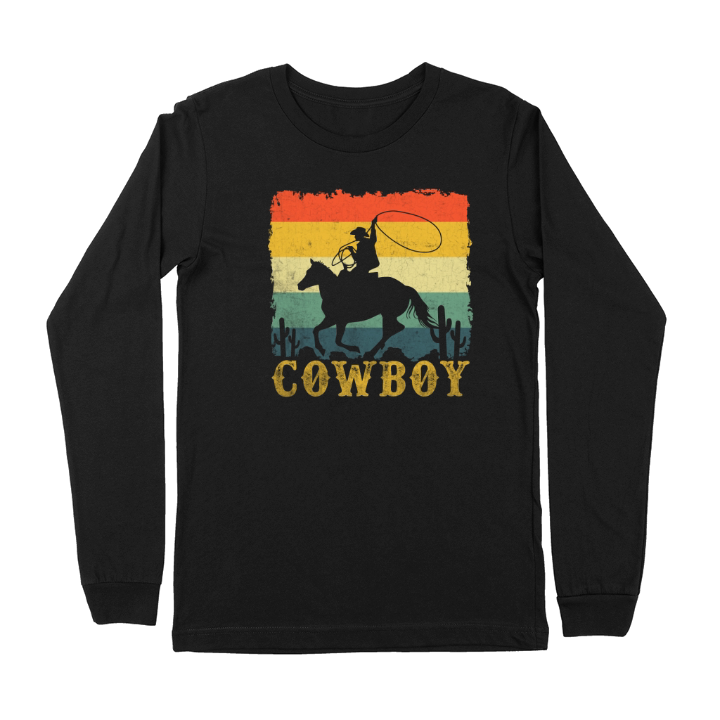 cowboy horse lover retro vintage design Premium Long Sleeve