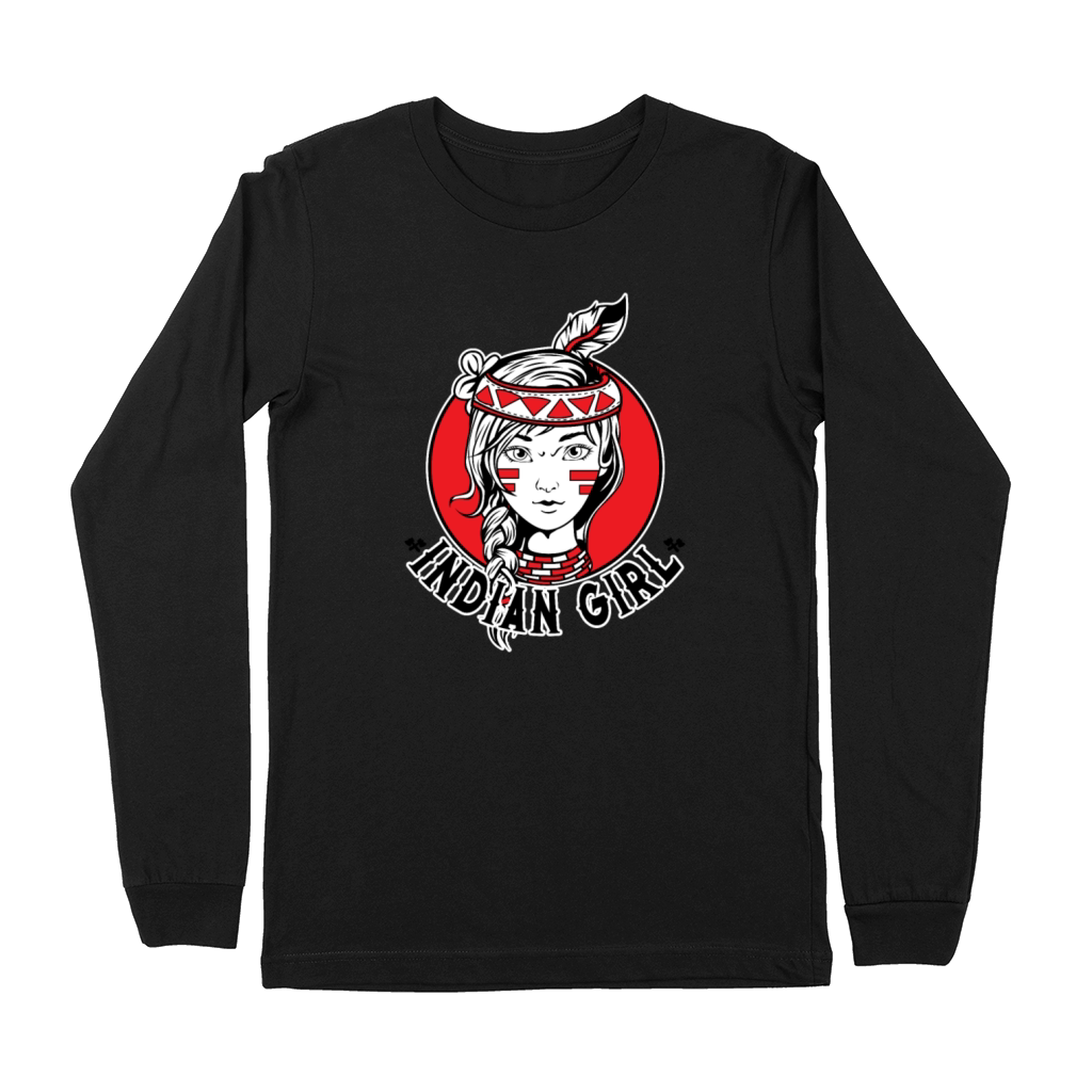 Indian Girl Warrior Skull Is Ready For Battle Premium Long Sleeve