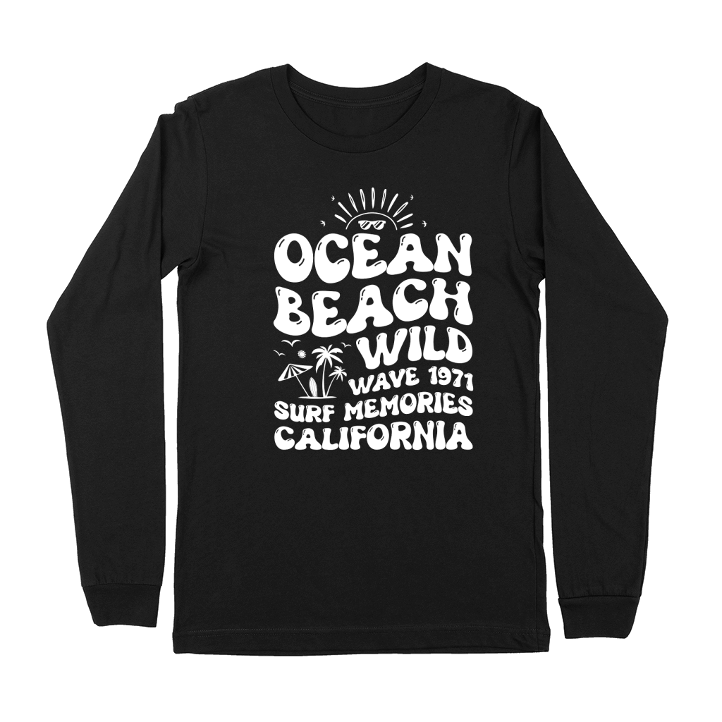 Ocean Beach Wild Wave 1971 Surf Memories California (2) Premium Long Sleeve
