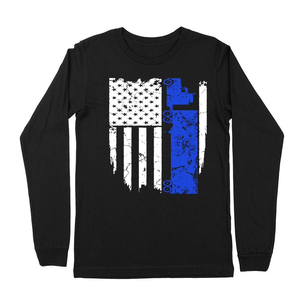 Truck Driver Trucker Flag Hanes Tagless racing T S Premium Long Sleeve