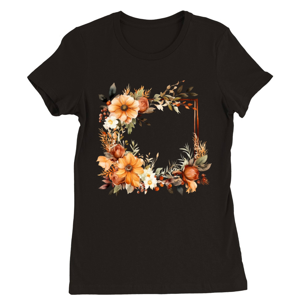 Autumn Fall Floral Frame 11 Premium Womens Crewneck T-shirt