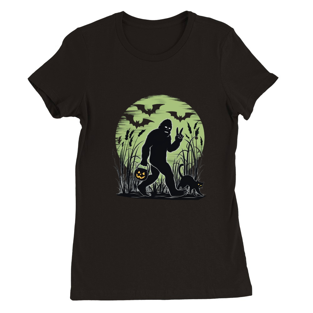 Bigfoot Halloween (1) Premium Womens Crewneck T-shirt