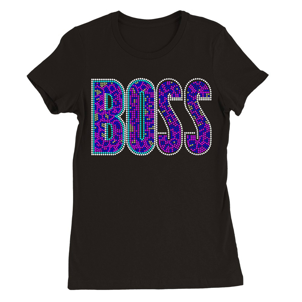 Boss Rhinestone Templates 1 Premium Womens Crewneck T-shirt