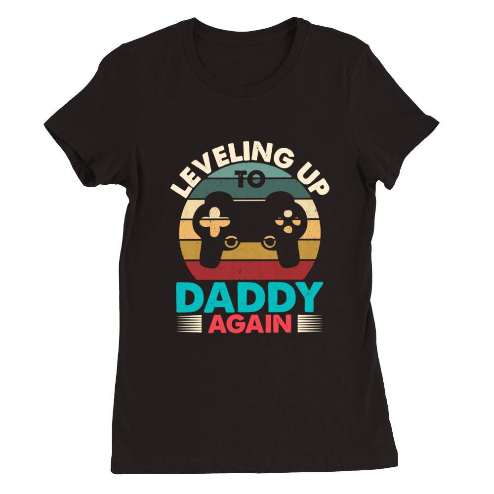 Leveling Up To Daddy Again Retro Vintage Dad Again Premium Womens Crewneck T-shirt