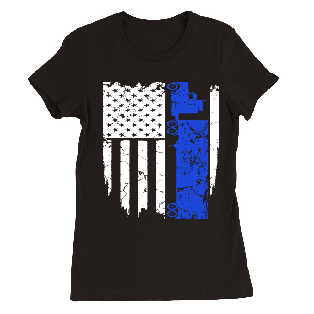 Truck Driver Trucker Flag Hanes Tagless racing T S Premium Womens Crewneck T-shirt