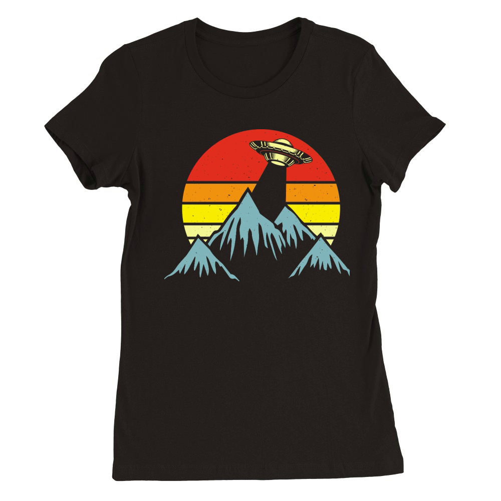Vintage UFO Alien mountain Premium Womens Crewneck T-shirt